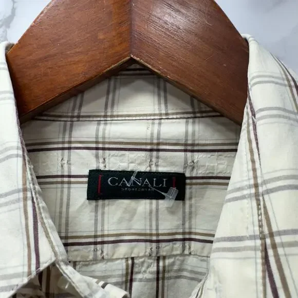 Canali Men’s Casual Shirt sz M Button Down Checkered #G934 - Picture 10 of 11
